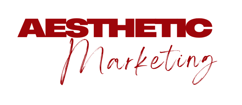 Aesthetic Marketing logo in red typography